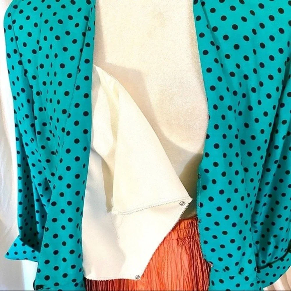 π Vintage Kwai 80βs Polka Dot Blazer w/Ascot - Picture 6 of 8